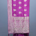 Magenta Purple Embroidered Chiffon Saree with Heavy Designer Pallu