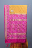 Mustard Yellow Silk Saree with Pink Woven Zari Border Tassels Pallu