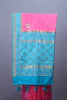 Pink Silk Saree with Turquoise Blue Woven Zari Border Tassel Pallu