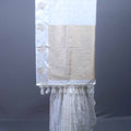 White Silk Saree with Gold Zari Woven Border, Butti Tassel Pallu 