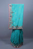 Teal Blue Embroidered Silk Saree Heavy Border Sequin Designer Pallu