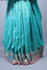 Teal Blue Embroidered Silk Saree Heavy Border Sequin Designer Pallu