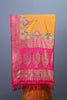 Orange Pink Banarasi Silk Saree Peacock Motif Zari Weaving Heavy Border