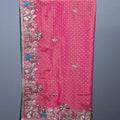 Pink Bandhani Style Silk Saree with Embroidered Border