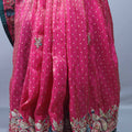 Pink Bandhani Style Silk Saree with Embroidered Border