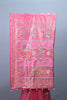 Rani Pink Silk Saree Hand-Painted Figures Peacock Motifs Tasselled Pallu