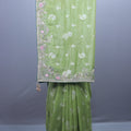 Pista Green Embroidered Silk Saree with Silver Zari Border