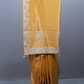 Mustard Gold Embroidered Silk Saree with Silver Tassels Designer Pallu 