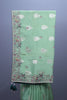 Mint Green Embroidered Silk Saree Silver Zari Buti Multicolor Floral Border