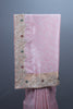 Pink Embroidered Silk Saree Zari Border Stone Work Floral Design