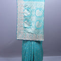 Turquoise Blue Embroidered Silk Saree Heavy Silver Zari Peacock Motif Pallu