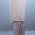 Lavender Embroidered Silk Saree Multicolor Floral Border  Zari Buti Work