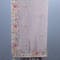 Lavender Embroidered Silk Saree Multicolor Floral Border  Zari Buti Work