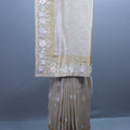 Beige Embroidered Silk Saree Pastel Floral Border Delicate Zari Buti Work