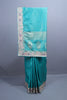  Teal Blue Banarasi Silk Saree with Heavy Zari Embroidery Border 