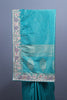 Teal Blue Banarasi Silk Saree with Heavy Zari Embroidery Border