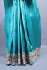 Teal Blue Banarasi Silk Saree with Heavy Zari Embroidery Border