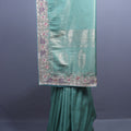 Sea Green Banarasi Silk Saree Heavy Zari Embroidered Border Designer Pallu