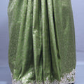 Pista Green Banarasi Silk Saree Heavy Zari Weaving Embroidered Border