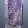 Royal Purple Silk Saree with Silver Zari Embroidered Lace Border