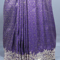 Royal Purple Silk Saree with Silver Zari Embroidered Lace Border