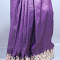 Purple Banarasi Silk Saree Heavy Silver Zari Embroidered Border