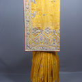 Mustard Yellow Banarasi Silk Saree Elephant Motif Zari Embroidered Border