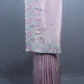 Dusty Pink Organza Silk Saree with Pastel Floral Embroidery Border