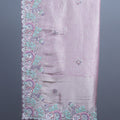 Dusty Pink Organza Silk Saree with Pastel Floral Embroidery Border