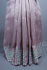 Dusty Pink Organza Silk Saree with Pastel Floral Embroidery Border