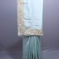 Pastel Mint Green Organza Silk Saree Floral Embroidered Border