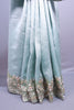 Pastel Mint Green Organza Silk Saree Floral Embroidered Border