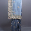 Dusty Blue Organza Silk Saree with Heavy Embroidered Border