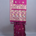 Rani Pink Silk Saree with Multicolor Floral Embroidery Zari Border