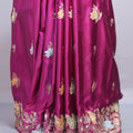 Rani Pink Silk Saree with Multicolor Floral Embroidery Zari Border