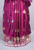 Rani Pink Silk Saree with Multicolor Floral Embroidery Zari Border