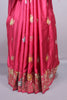 Hot Pink Silk Saree with Multicolor Floral Embroidery Zari Border