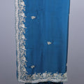 Teal Blue Designer Silk Saree with Silver Embroidery Border