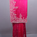 Rani Pink Designer Silk Saree with Silver Floral Embroidery Border