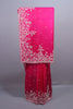Rani Pink Designer Silk Saree with Silver Floral Embroidery Border