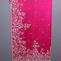 Rani Pink Designer Silk Saree with Silver Floral Embroidery Border