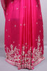 Rani Pink Designer Silk Saree with Silver Floral Embroidery Border