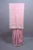 Blush Pink Silk Saree with Silver Floral Embroidery Border