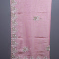 Blush Pink Silk Saree with Silver Floral Embroidery Border