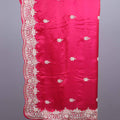 Hot Pink Silk Saree Heavy Zari Embroidered Border Buti Work