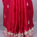 Hot Pink Silk Saree Heavy Zari Embroidered Border Buti Work