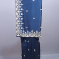 Navy Blue Silk Saree with Heavy Zari Embroidered Border Buti Work 