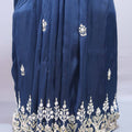 Navy Blue Silk Saree with Heavy Zari Embroidered Border Buti Work