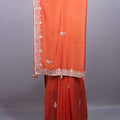 Orange Silk Saree with Floral Zari Embroidered Border Buti Work 