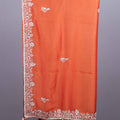 Orange Silk Saree with Floral Zari Embroidered Border Buti Work